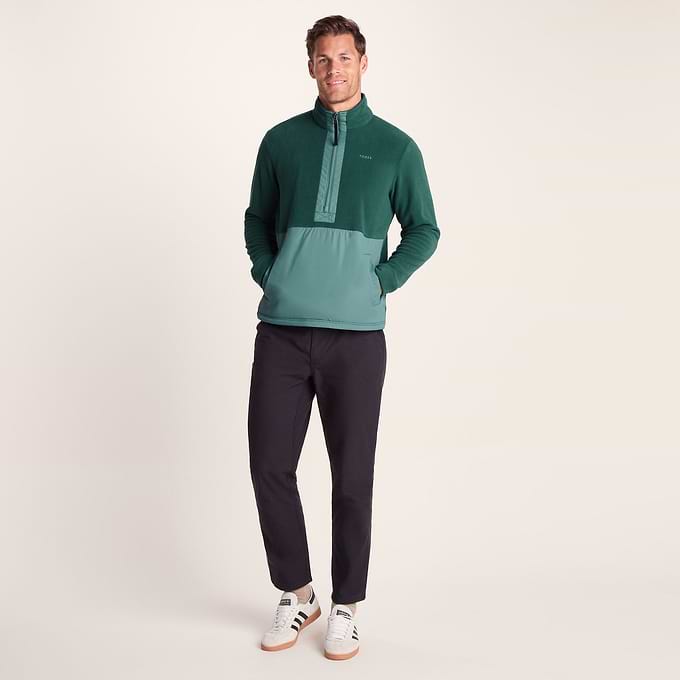 Dowson Mens Relaxed Fit Microfleece Zip Neck - Hydro Blue/Dark Turquoise