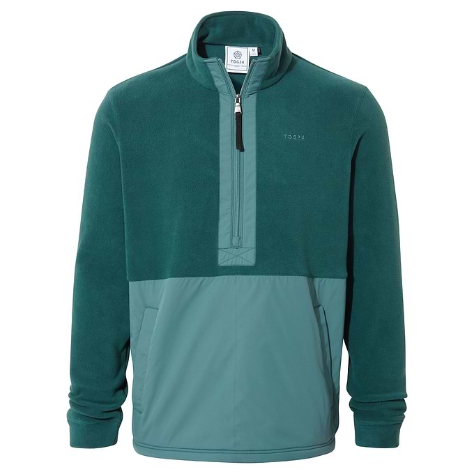 Dowson Mens Relaxed Fit Microfleece Zip Neck - Hydro Blue/Dark Turquoise