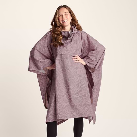 Drench Unisex Waterproof Poncho - Dusky Pink Wiggle Print