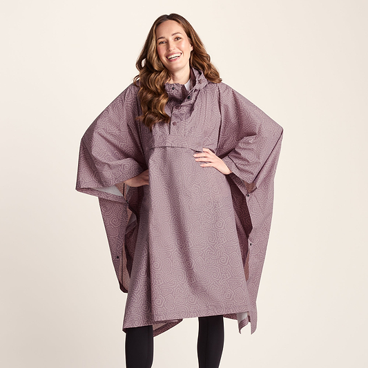 Drench Unisex Waterproof Poncho - Dusky Pink Wiggle Print