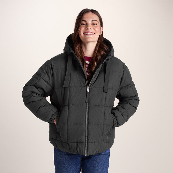 Else Womens Oversized Shower Resistant Heavy Padded Jacket - Black
