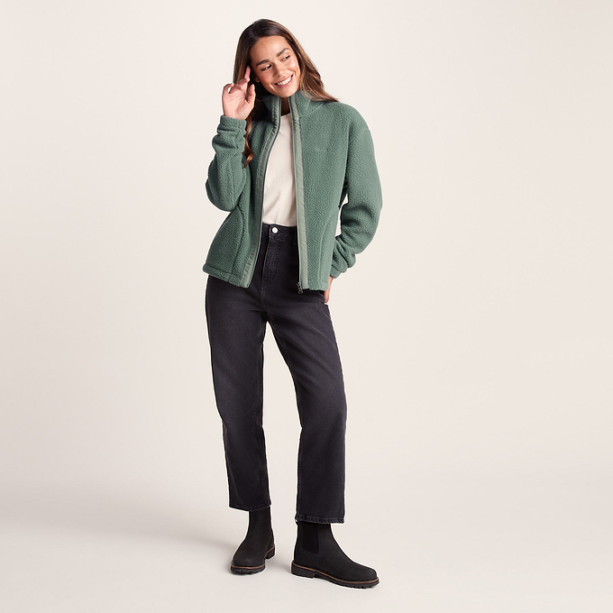 Emilie Womens Relaxed Fit Sherpa Fleece - Light Forest