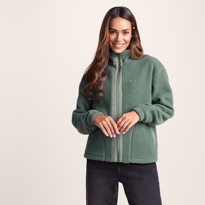 Emilie Womens Relaxed Fit Sherpa Fleece - Light Forest