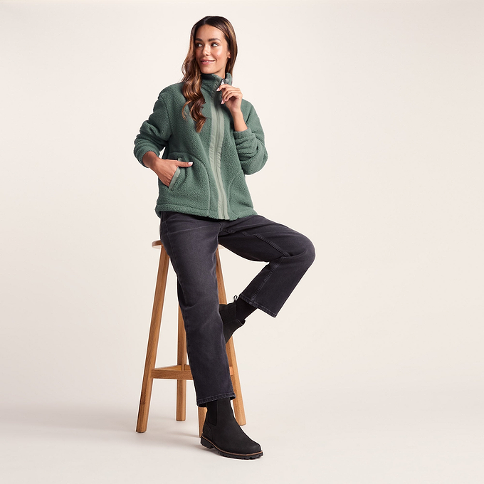 Emilie Womens Relaxed Fit Sherpa Fleece - Light Forest