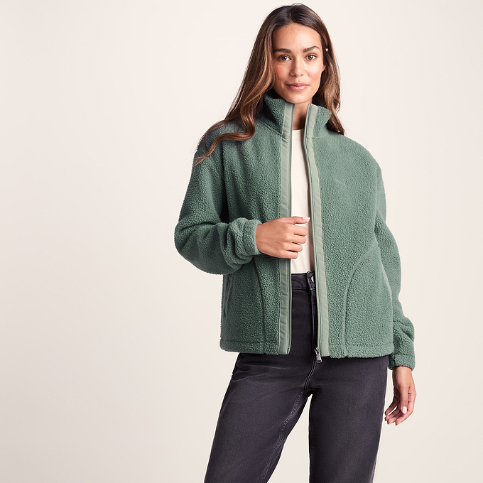 Emilie Womens Relaxed Fit Sherpa Fleece - Light Forest