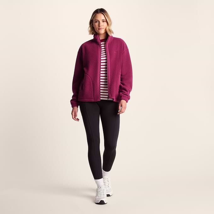 Emilie Womens Relaxed Fit Sherpa Fleece - Washed Burgundy