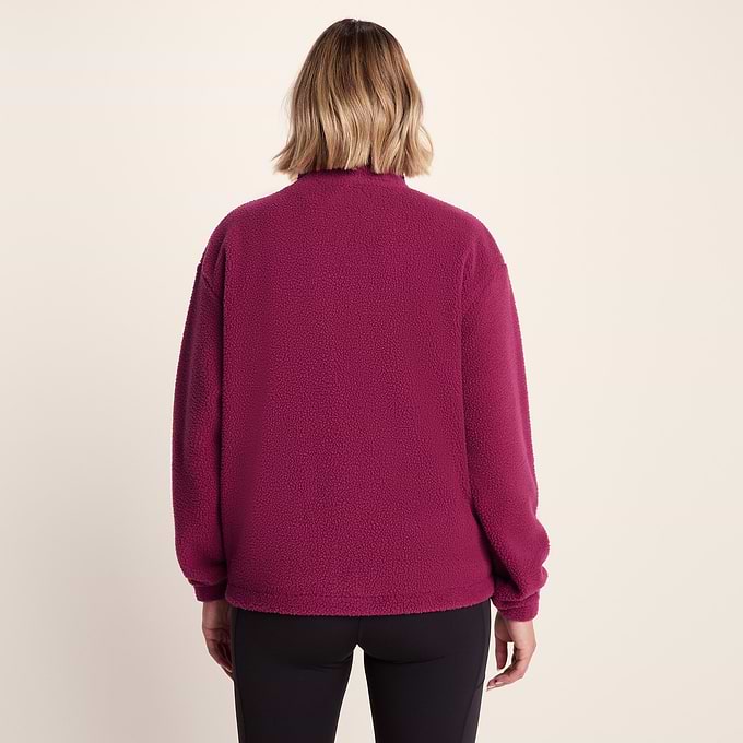 Emilie Womens Relaxed Fit Sherpa Fleece - Washed Burgundy