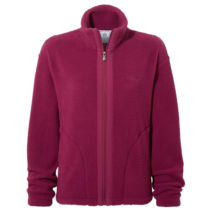 Emilie Womens Relaxed Fit Sherpa Fleece - Washed Burgundy