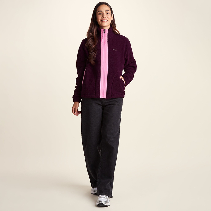 Emilie Womens Relaxed Fit Sherpa Fleece - Aubergine