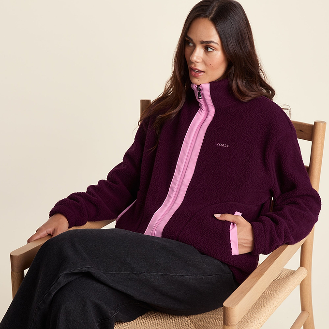 Emilie Womens Relaxed Fit Sherpa Fleece - Aubergine