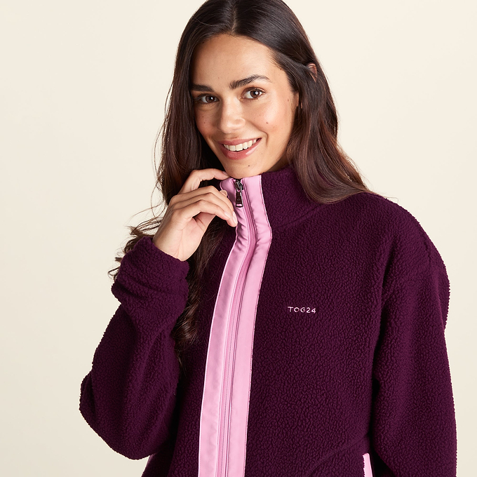 Emilie Womens Relaxed Fit Sherpa Fleece - Aubergine