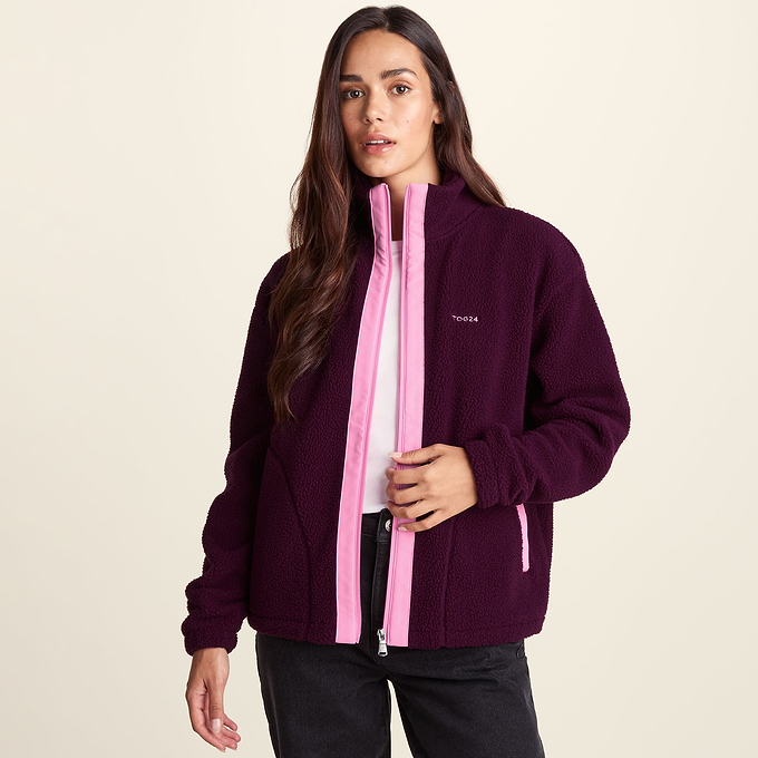 Emilie Womens Relaxed Fit Sherpa Fleece - Aubergine