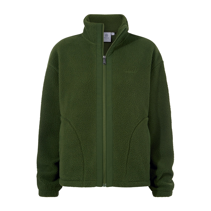Emilie Womens Relaxed Fit Sherpa Fleece - Olive Green