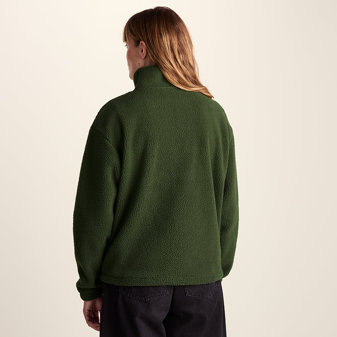 Emilie Womens Relaxed Fit Sherpa Fleece - Olive Green