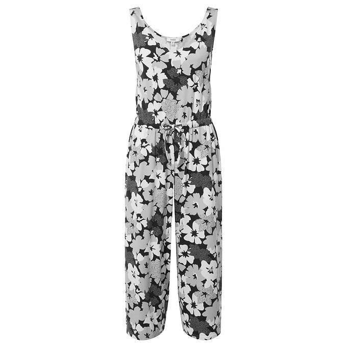 Emmie Womens Supersoft Jumpsuit - Black Floral Print