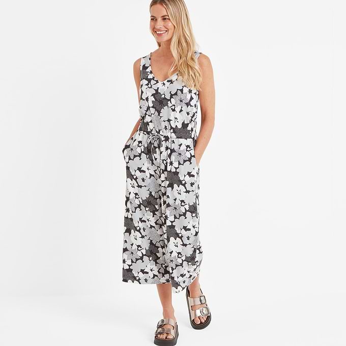 Emmie Womens Supersoft Jumpsuit - Black Floral Print