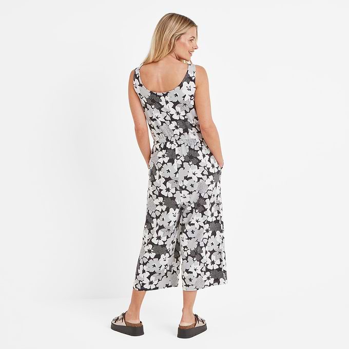 Emmie Womens Supersoft Jumpsuit - Black Floral Print