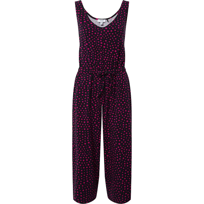 Emmie Womens Supersoft Jumpsuit - Magenta Star Print