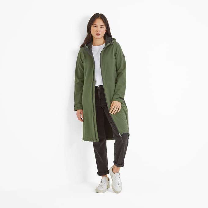 Enya Womens Longline Waterproof Softshell Jacket - Dark Green