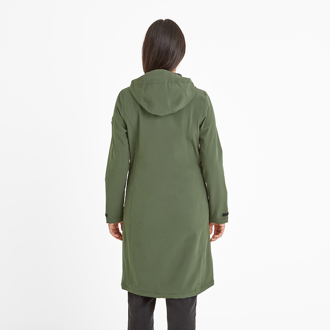 Enya Womens Longline Waterproof Softshell Jacket - Dark Green