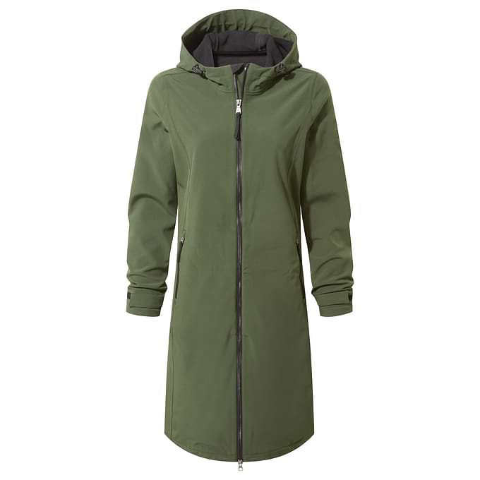 Enya Womens Longline Waterproof Softshell Jacket - Dark Green
