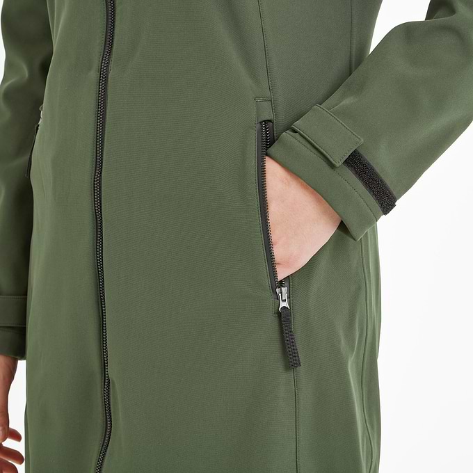 Enya Womens Longline Waterproof Softshell Jacket - Dark Green
