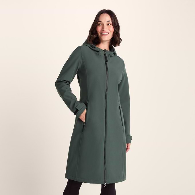Enya Womens Longline Waterproof Softshell Jacket - Racing Green