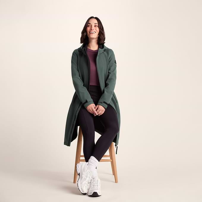 Enya Womens Longline Waterproof Softshell Jacket - Racing Green