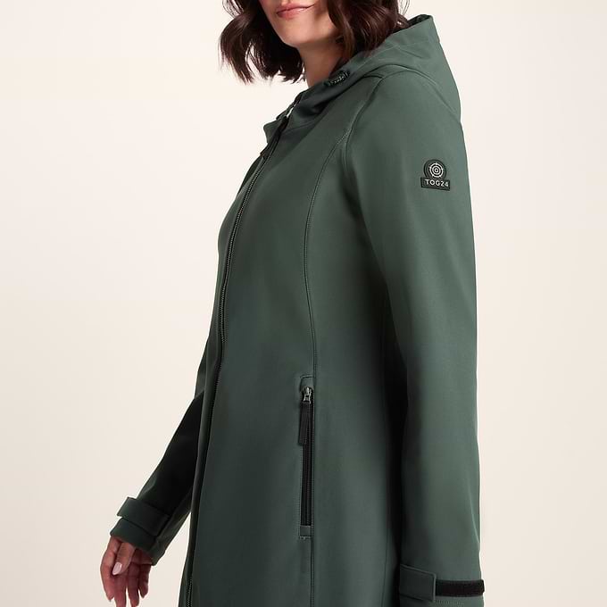 Enya Womens Longline Waterproof Softshell Jacket - Racing Green