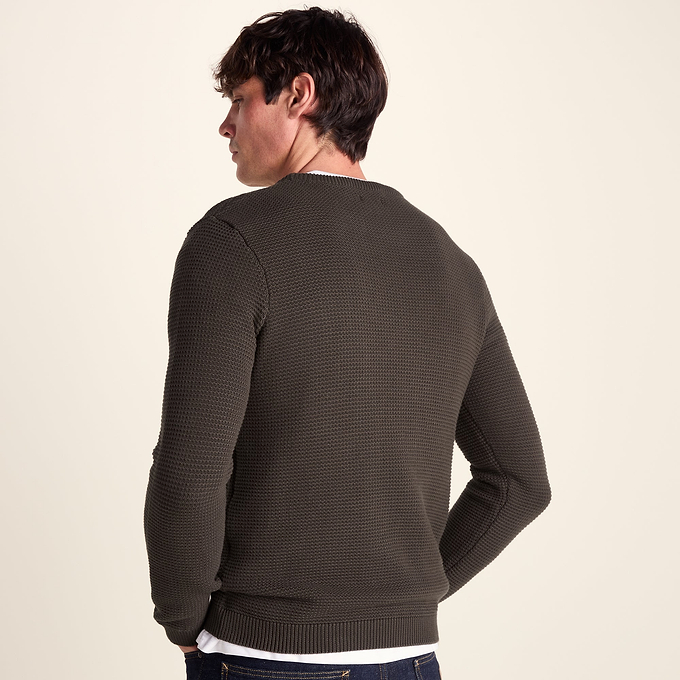 Ethan Mens Crew Neck Knit Jumper - Ash Brown