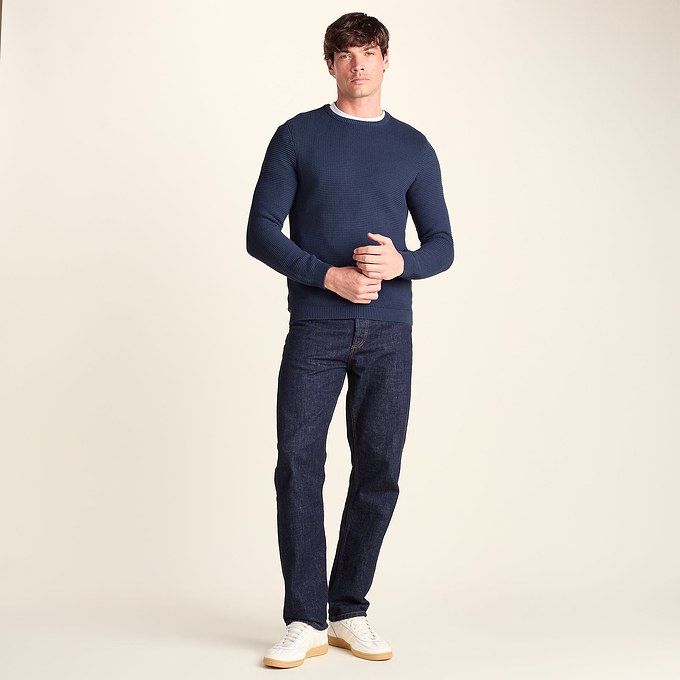 Ethan Mens Crew Neck Knit Jumper - Smokey Blue