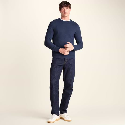 Ethan Mens Crew Neck Knit Jumper - Smokey Blue