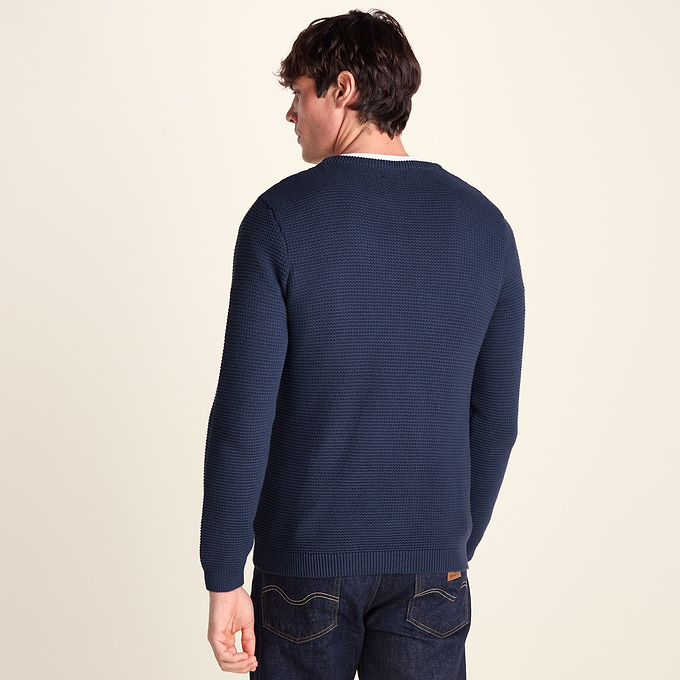 Ethan Mens Crew Neck Knit Jumper - Smokey Blue