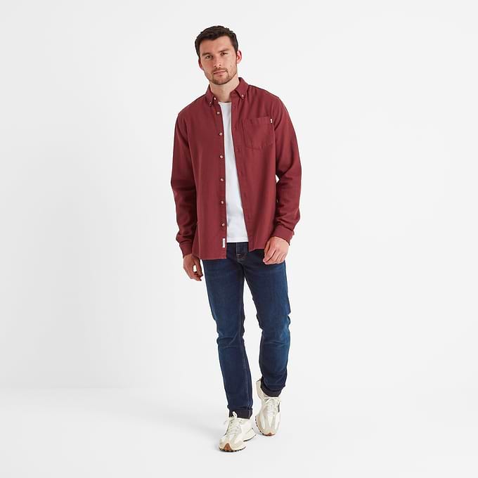 Ezra Mens Long Sleeve Shirt - Port
