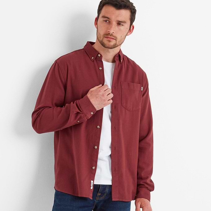 Ezra Mens Long Sleeve Shirt - Port