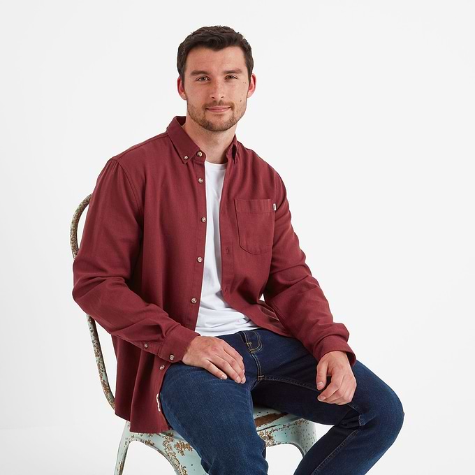 Ezra Mens Long Sleeve Shirt - Port