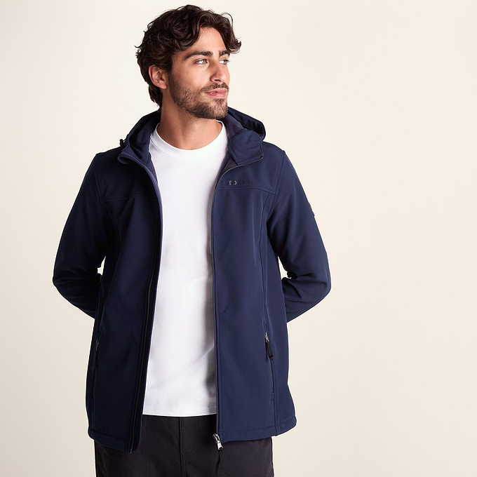 Feizor Mens Shower Resistant Softshell Hooded Jacket - Navy
