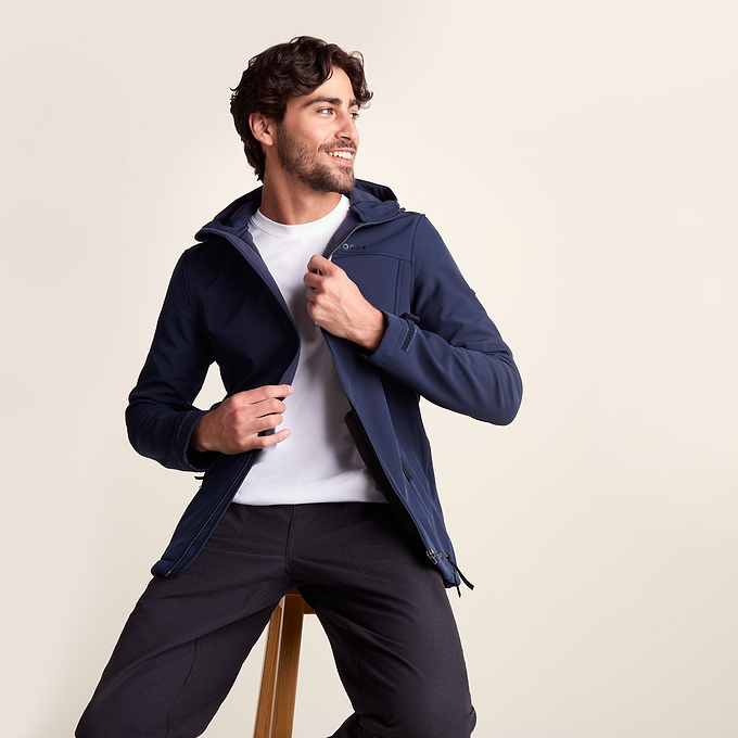Feizor Mens Shower Resistant Softshell Hooded Jacket - Navy