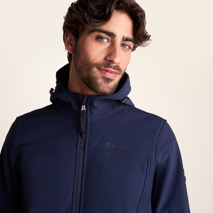 Feizor Mens Shower Resistant Softshell Hooded Jacket - Navy