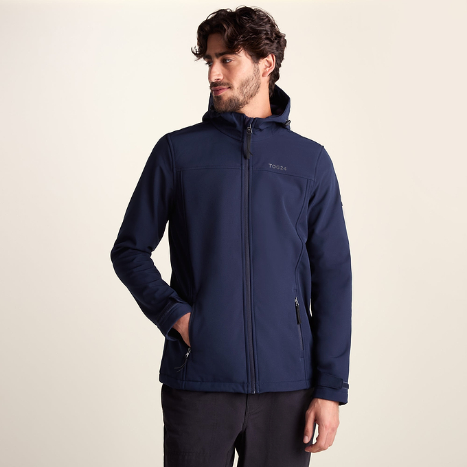 Feizor Mens Shower Resistant Softshell Hooded Jacket - Navy