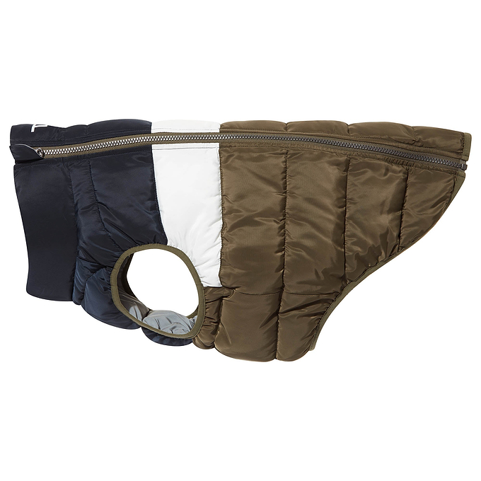 Fetch Padded Dog Coat - Faded Khaki/Dark Indigo/Optic White