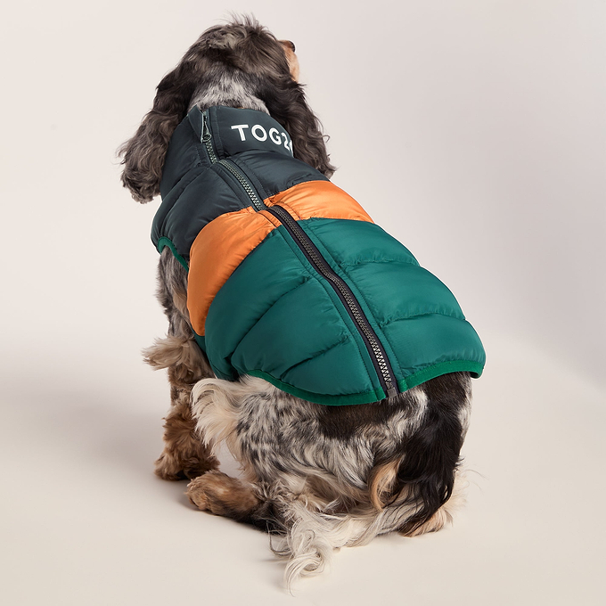 Fetch Padded Dog Coat M - Dark Indigo/Mahogany Orange/Dark Turquoise