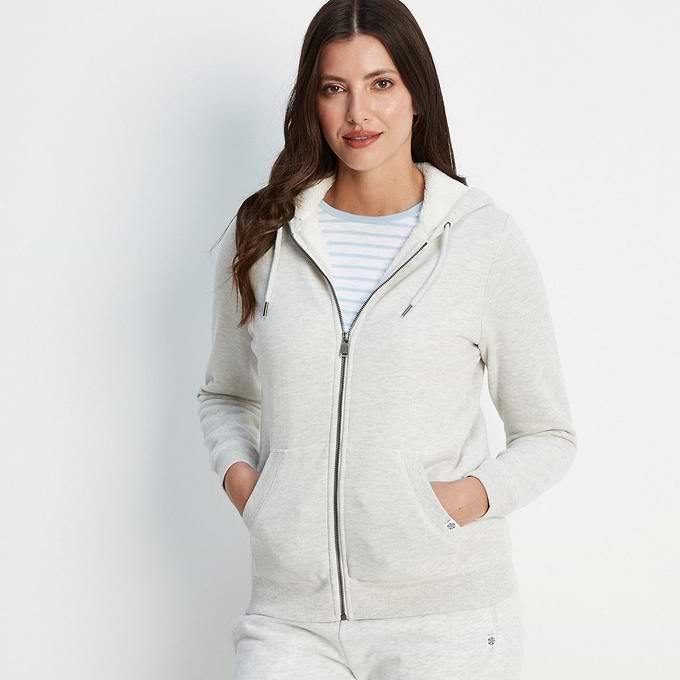 Finch Womens Supersoft Sherpa Fleece Lined Hoody - White Sand Marl