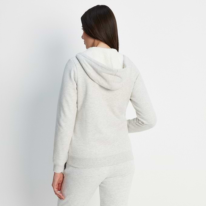 Finch Womens Supersoft Sherpa Fleece Lined Hoody - White Sand Marl