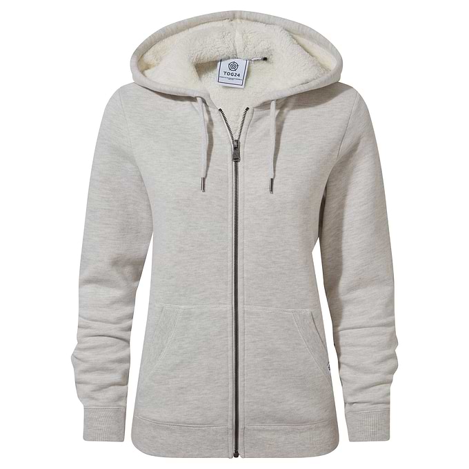 Finch Womens Supersoft Sherpa Fleece Lined Hoody - White Sand Marl