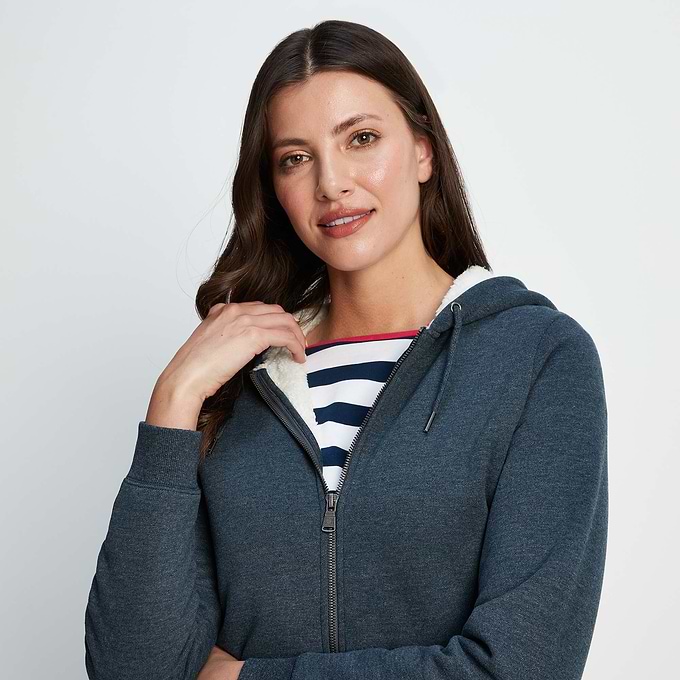 Finch Womens Supersoft Sherpa Fleece Lined Hoody - Dark Indigo Marl