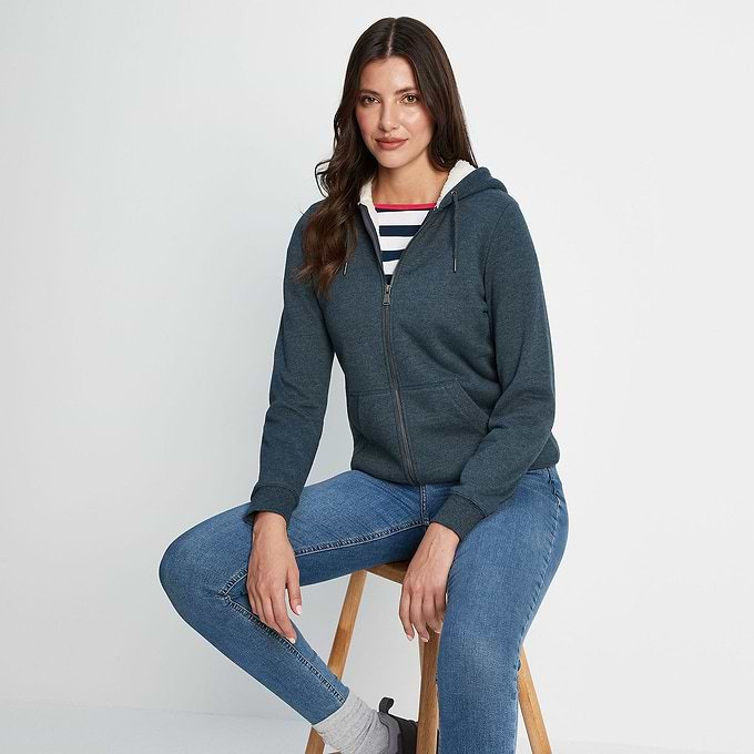 Finch Womens Supersoft Sherpa Fleece Lined Hoody - Dark Indigo Marl