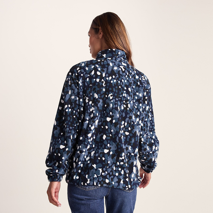 Firan Womens Relaxed Fit Microfleece Jacket - Oxford Blue Pebble Print