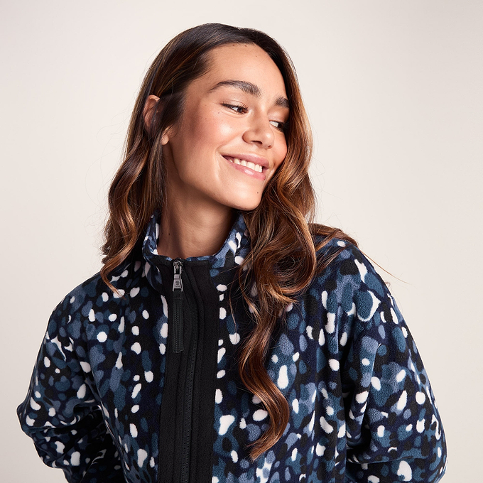 Firan Womens Relaxed Fit Microfleece Jacket - Oxford Blue Pebble Print