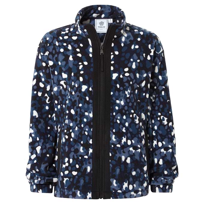 Firan Womens Relaxed Fit Microfleece Jacket - Oxford Blue Pebble Print